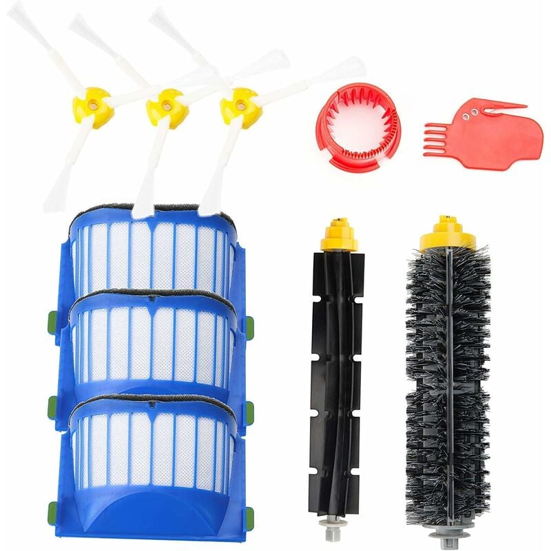 Aougo - Accessoire pour iRobot Roomba Série 600 Kit d'entretien avec Brosses & Filtres pour,kit de Recharges pour Roomba Série 600 605 610 612 615