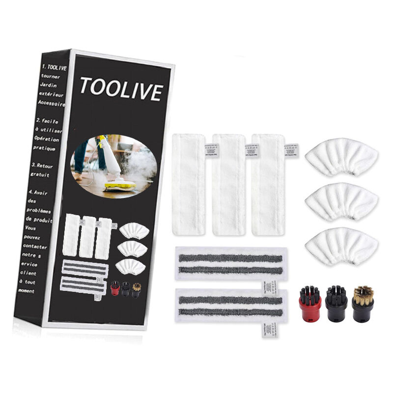 Komiro - Accessoires pour Karcher Easyfix SC2 SC3 SC4 SC5 Capots microfibres, lingettes, brosses rondes pour nettoyeurs vapeur, pièces détachées