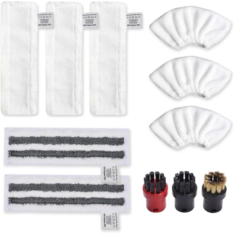 Pnuaticm - Accessoire pour Nettoyeur Vapeur Karcher Easyfix SC2 SC3 SC4 SC5 Bonnettes Microfibre Lingettes Serpillière Chiffons Brosses à Buse Ronde