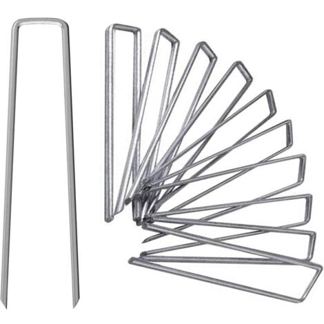 Accessoire pour tente et tonnelle Piquets d'agrafes de jardin galvanisés de 30 cm, 25 agrafes de jardin antirouille en forme de U pour tissu de pelouse sécurisé
