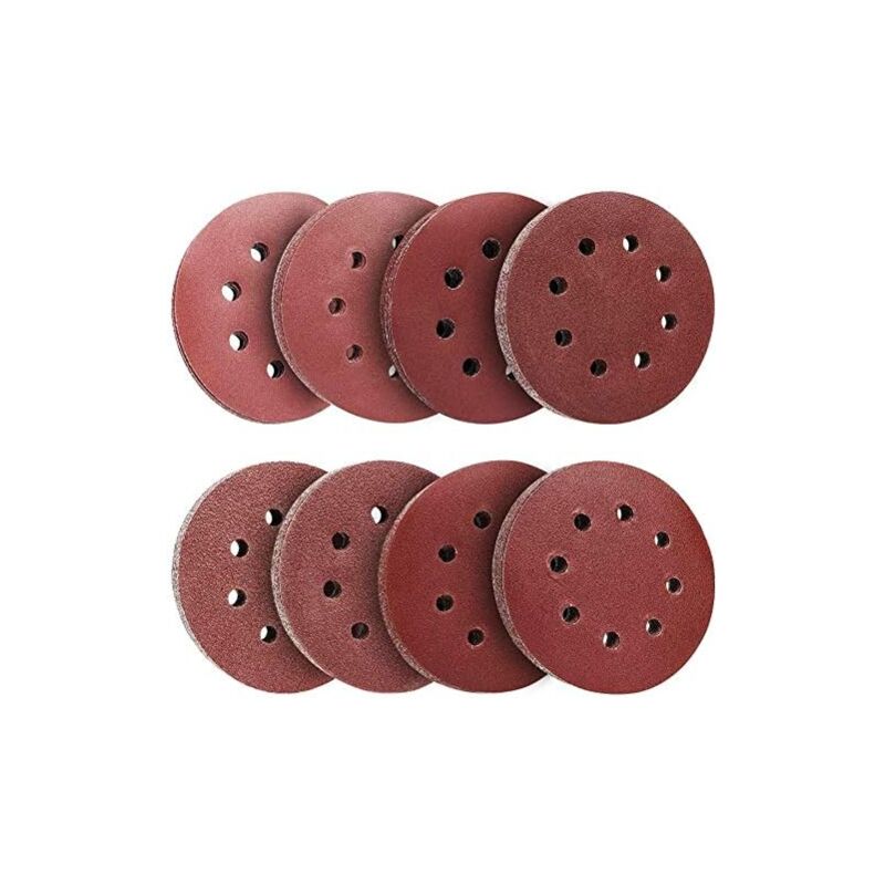 Accessoire pour une ponceuse Lot de 80 disques abrasifs en papier de verre 125 mm, papier de verre pour ponceuse excentrique à 8 trous, grain 10 x