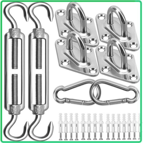 Accessoire pour voile d'ombrage - Kit d'installation de Pare-Soleil en Acier Inoxydable 304-15,2 cm - pour Installer des voiles d'ombrage rectangulaires et triangulaires pour terrasse, Jardin
