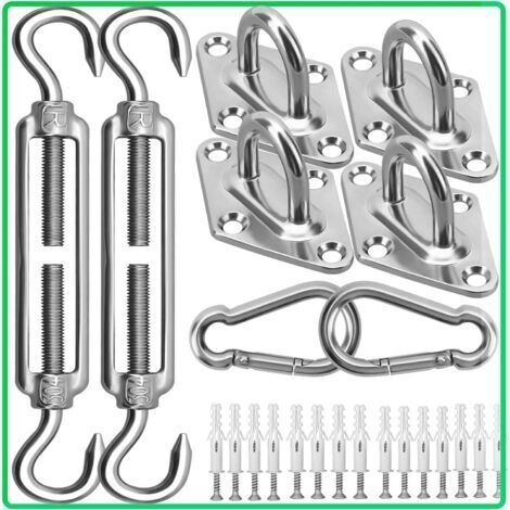 Accessoire pour voile d'ombrage - Kit d'installation de Pare-Soleil en Acier Inoxydable 304-15,2 cm - pour Installer des voiles d'ombrage rectangulaires et triangulaires pour terrasse, Jardin