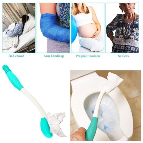 Accessoire Toilette Autonome Aide au Nettoyage Mano 16 Inch / 40 cm Pliable et Ergonomique en Plastique et Caoutchouc Vert pour Seniors et Femmes Enceintes