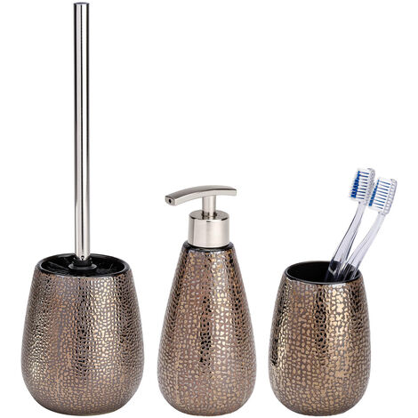 3er Set Accessoires Bad Seifenspender WC Garnitur Accessoires Zubehör Marrakesh