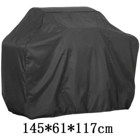 Accessoires Barbecue, Housse de protection étanche noire pour barbecue, accessoires de BBQ robustes, couverture de gril - 145x61x117