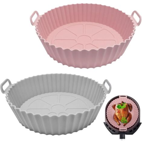 Accessoires cuisine et cuisson-2 pièces Très Large Panier en Silicone Accessoires de Friteuse Nouveau style, Panier en Silicone Réutilisable pour Airfryer,Micro-Ondes, Le Moule à Gâteau, Le Cuiseur Va