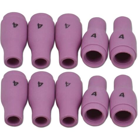 Accessoires de Chalumeau de Soudure TIG - Cuves Céramiques de Buse en Alumine 13N08 4 Orifice de 6,5mm - Pour Soudure TIG PTA SR DB WP 9 17 18 20 25 26 - Pack de 10