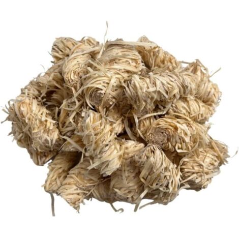 Accessoires de cheminée avec 32 boules de feu de haute qualité en bois et cire pour brûler des copeaux de bois ciré.