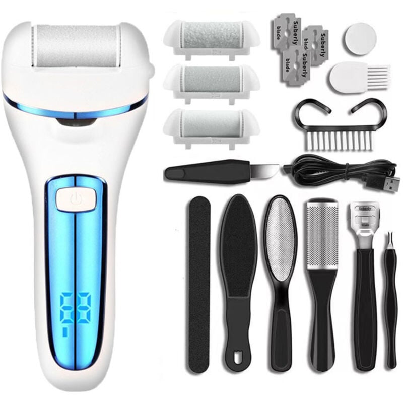 Tumalagia - lifcausal Ponceuse Électrique Rechargeable avec Écran Digital - Kit Professionnel de Pédicure pour Élimination des Cors et Peaux Mortes