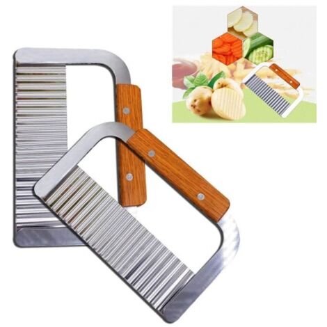 Accessoires de cuisine，2pcs Couteau de Tranches de Pomme de Terre, Coupe Frites Ondulé avec Lame en Acier Inoxydable Set de 2