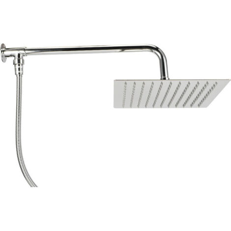 Accessoires de douche à effet de pluie, ensemble de pomme de douche filetée murale en acier inoxydable G1/2 de 25cm