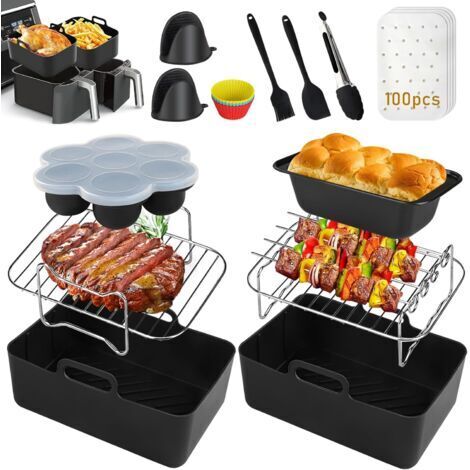 Accessoires de friteuse à air en silicone, paquet de 12, pour friteuse à air Ninja Dual AF300UK AF400UK et Tower T17088