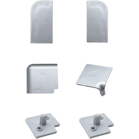 Accessoires de Joint Couleur Aluminium pour Dosseret pour Plans de Travail de Cuisine (2 Embouts + Coin intérieur 90° + Coin extérieur 90°)