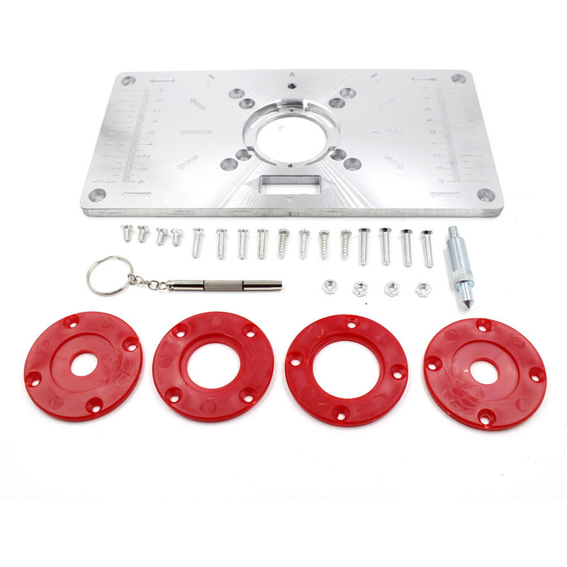 Tonchean - Accessoires de machine de gravure sur bois, plaque rabattable pour tondeuse, 1 plaque d'insertion de raboteuse d'établi, 4 anneaux