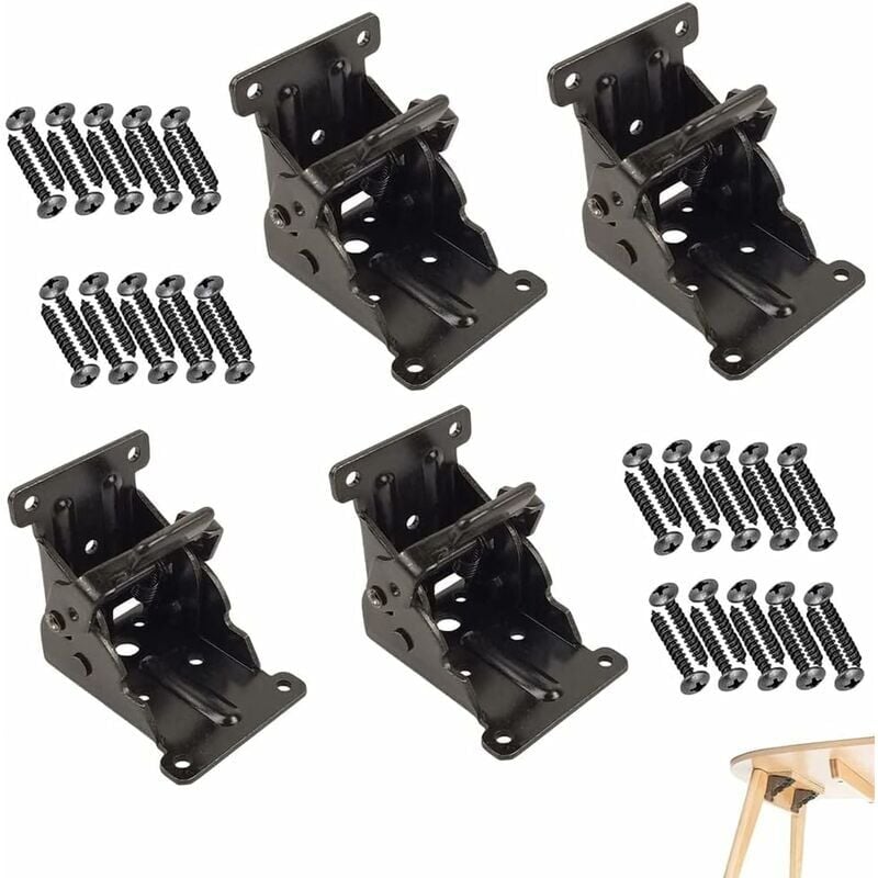 Accessoires de pliage de charnière à charnière autobloquante pliante à 90 degrés (4pcs nickel noir)