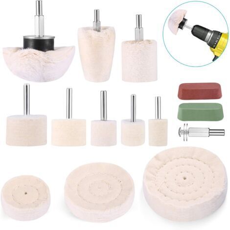 Accessoires de polissage, visseuse sans fil, disque/tampon/cône de polissage, kit brosse conique, velours de coton, pour perceuse