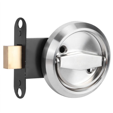 Accessoires de porte de poignée d'anneau en acier inoxydable 304 de serrure double face de salle de bains à la maison (argent (avec serrure))