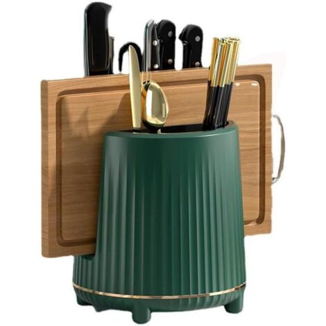 Accessoires de rangement de cuisine, égouttoir rotatif multifonctionnel, baguettes, couteau, planche à découper, égouttoir (vert foncé)