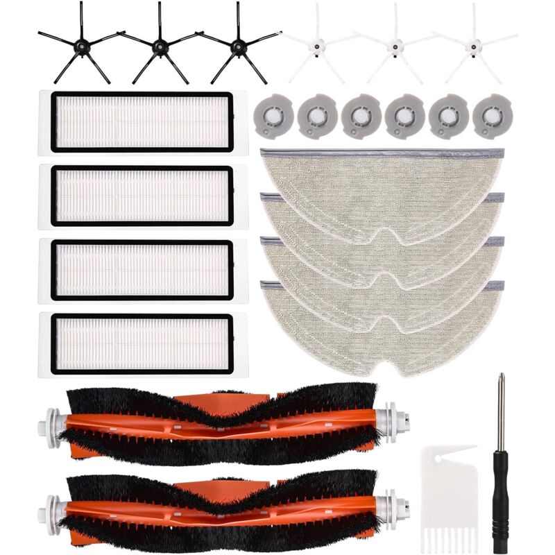 KZQ - Accessoires de rechange 24 pièces pour aspirateur Xiaomi Roborock S5 max S6 Pure S6 maxV Kit d'accessoires brosses principales,brosse