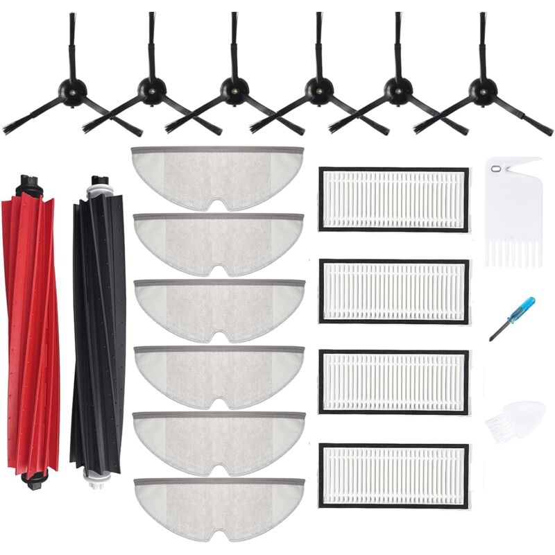 Applicable Accessoires de rechange compatibles avec Roborock Q5 Pro Q5 Pro+ Q8 Max Q8 Max+, 2 brosses principales, 4 filtres, 6 brosses latérales, 6