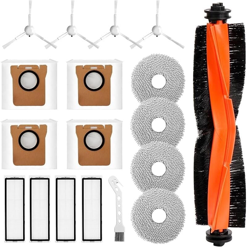 Forehill - Accessoires de Rechange Compatibles avec Xiaomi X20+ Robot Aspirateur, Pièces de Rechange 1 Brosse Principale 4 Chiffons 4
