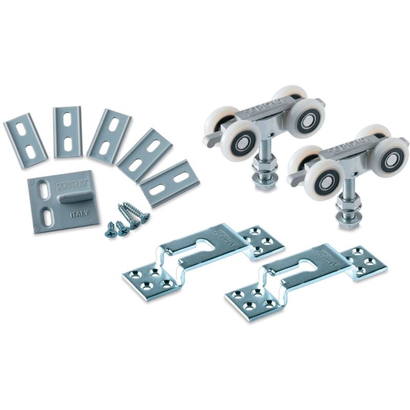 Kit Chariot Châssis Scrigno 120 Kgs - Ensemble d'accessoires de rechange nécessaires à l'installation d'une porte coulissante Scrigno