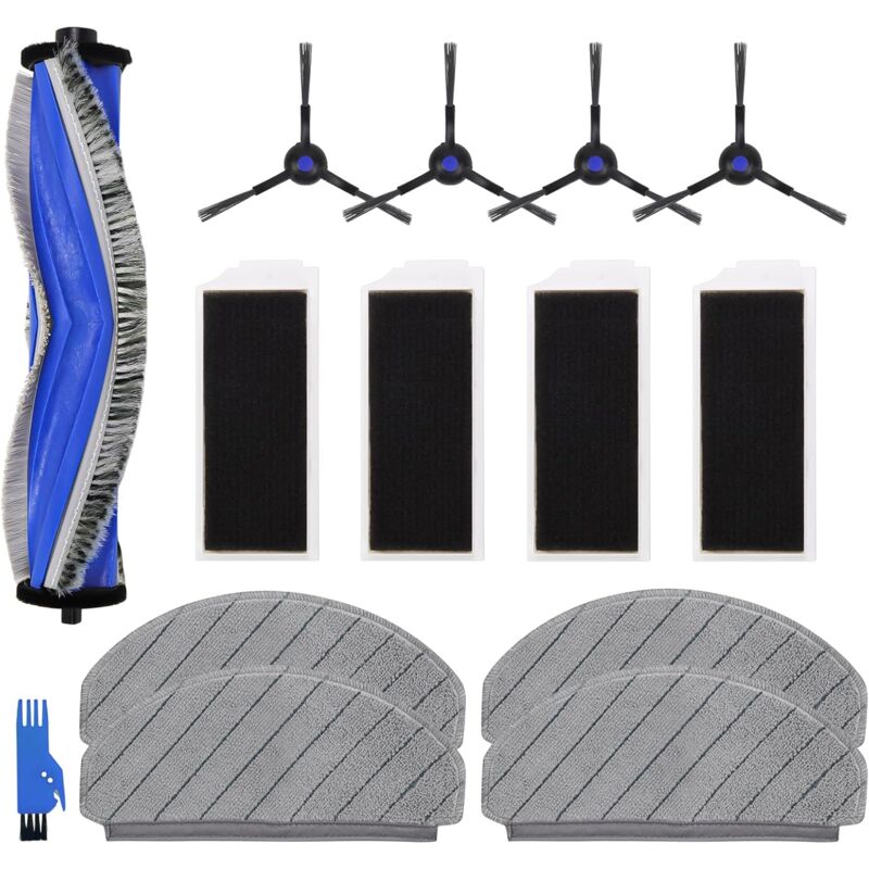 KZQ - Accessoires de Rechange N20 Compatibles avec ecovacs deebot N20, N20 Plus, N20 Pro Plus Robot Aspirateur, 1 Brosse Principale, 4 Filtres, 4