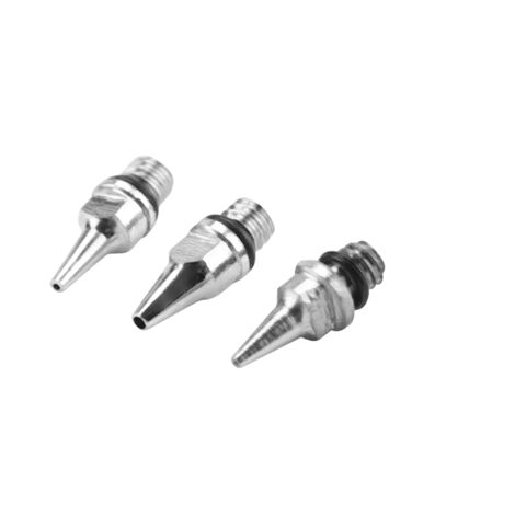 Accessoires de Rechange pour Aérographe : 3 Buses & Aiguilles en Stainless Steel (0.2mm, 0.3mm, 0.5mm) avec Boîtier de Stockage - Ensemble Professionnel pour Artistes et Hobbyistes