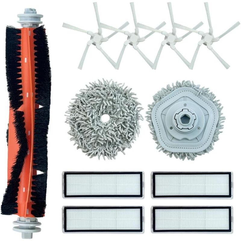 KZQ - Accessoires de rechange pour aspirateur robot Dreame W10 / W10 Pro (1 brosse principale, 4 brosses latérales, 4 filtres Hepa, 2 tampons de