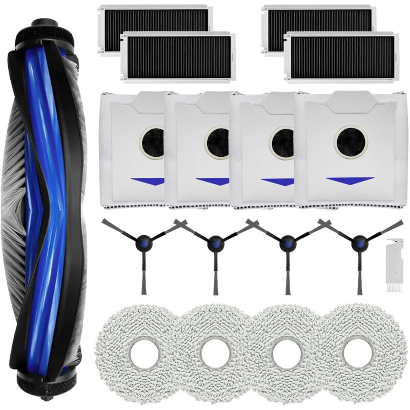 Accessoires de Rechange pour Ecovacs Deebot N30 PRO OMNI/ N30 OMNI/ N30 PRO, Pièce avec 1 Brosse Principale, 4 Filtres HEPA, 4 Serpillère, 4 Sac à