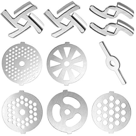 Accessoires de rechange pour hachoir à viande en acier inoxydable : disque et plaque.