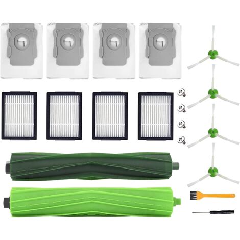 Accessoires de rechange pour iRobot Roomba i7/i7+/i3+/i4+/i6+/i8+/j7+, lot de 20 pièces de rechange comprenant 2 brosses principales, 4 filtres HEPA, 4 sacs d'aspirateur, 4 brosses latérales, 1