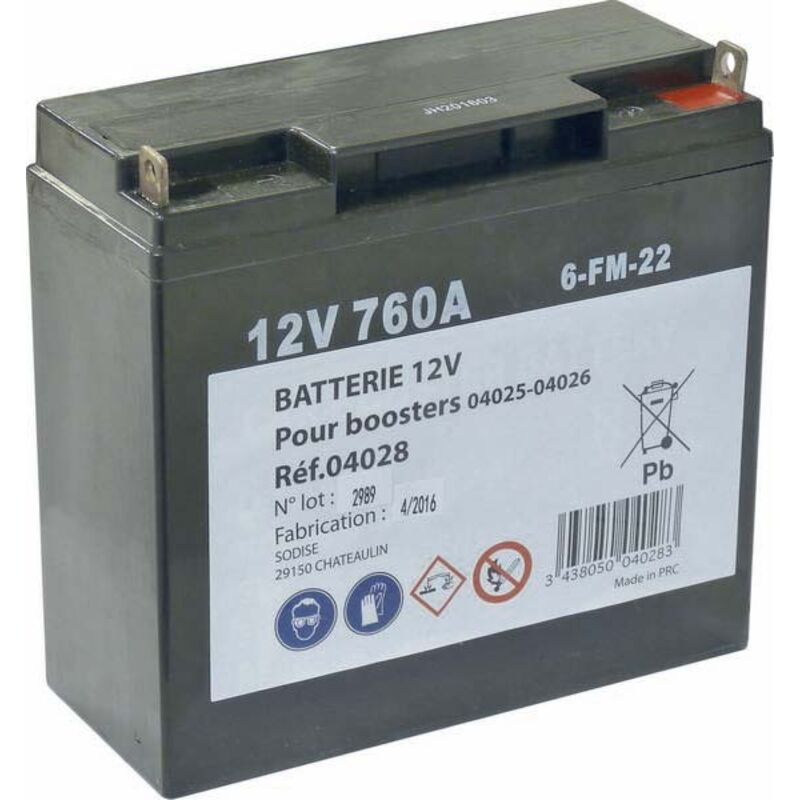 SODISTART Batterie pour booster 22Ah ? Tension 12V ? Conception robuste pour d&eacute;marrage efficace ? 4028 ? 