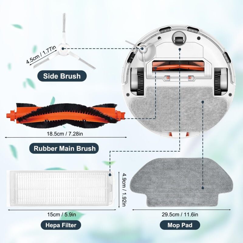 Alovez - Accessoires de rechange pour Xiaomi Mi Robot Vacuum S12 / Mop 2S/Mop Pro/Mop p Aspirateur Travail Efficace 2 Brosse à Rouleaux 2 Filtres 4