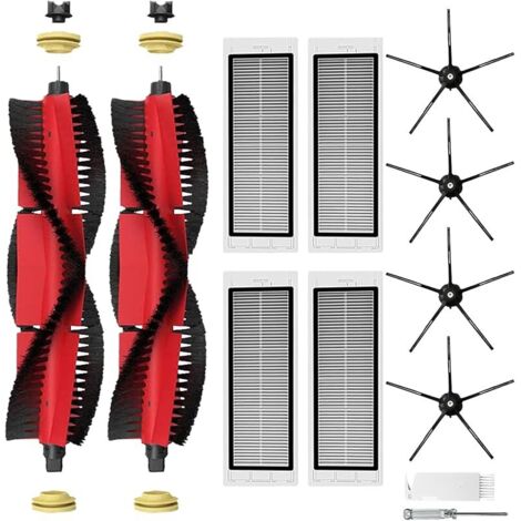 Accessoires de Rechange pour Xiaomi Roborock S5 Max S6 MaxV S6 Pure S6 Max S4 S4 Max S50 S51 S55 S5 S60 S65 S6, 2 Brosse Principale, 4 Filtres HEPA, 4 Brosse Latérale