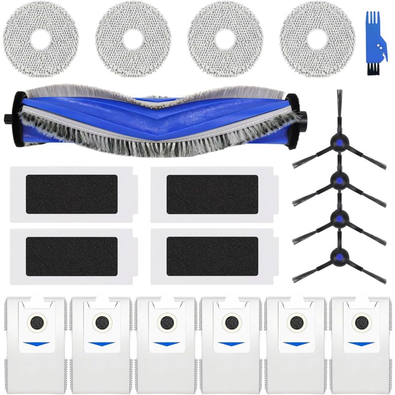 Accessoires de Rechange T30S Compatibles avec ECOVACS DEEBOT T30S / T30S PRO Robot Aspirateur, 1 Brosse Principale, 4 Filtres, 4 Brosses Latérales, 4