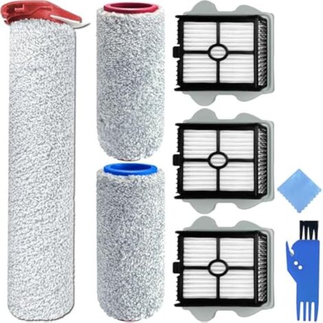 Accessoires de remplacement des brosses roulantes pour Roborock Dyad Pro/Dyad Pro Combo Wet & Dry Vacuumer Set, 1 x Brosse principale longue, 2 x brosses roulantes courtes, 3 x filtres HEPA