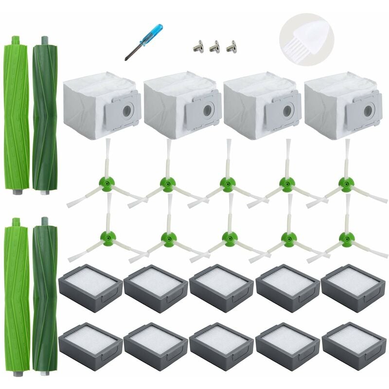 Alovez - Accessoires de Remplacement pour iRobot Roomba i3+ i4+ i6+ i7+ i7 Plus i8+, 4 sacs à poussière,10 filtres,10 brosses latérales, 2 brosses en