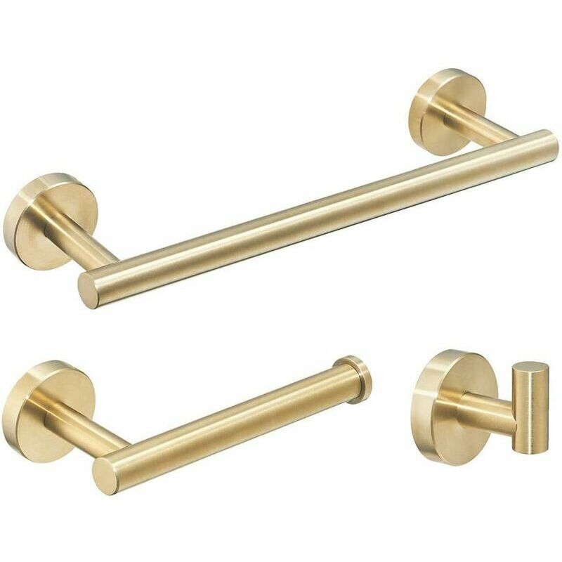 BSR - Ensemble d'Accessoires de Salle de Bain Dorés, Barres, Porte-serviettes, Porte-bague, Rails