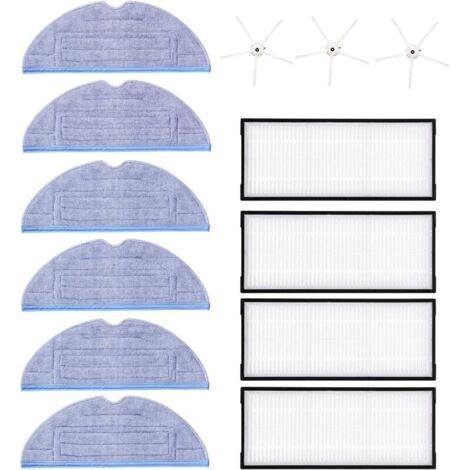 Accessoires de Serpillière pour Roborock S7 S7 plus, avec 6 D'origine Serpillière Chiffons en Microfibre,4 Hepa Filtres,3 Brosses Latérales, Compatibles Xiaomi Robot Aspirateur Rechange Set