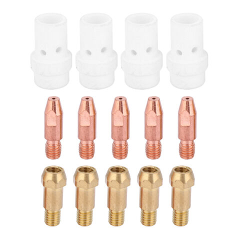 Accessoires de Soudage MIG, MIG Soudage Torch Tourch Sudding Conseils Buzzle Diffuseur Tip Tip 14pcs Contacts Tip Pas Gas Diffuseur Tip Points (Buse Conductrice de 0,8 mm).