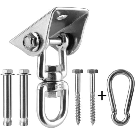 SELEWARE Lot De 2 Sangles De Hamac, Corde De Balançoire D'arbre, Kit De Corde De Suspension Pour Chaise Hamac Avec Mousqueton Pouvant Supporter Jusqu'à 453,6 Kg, Pour Aire De Jeux Extérieure