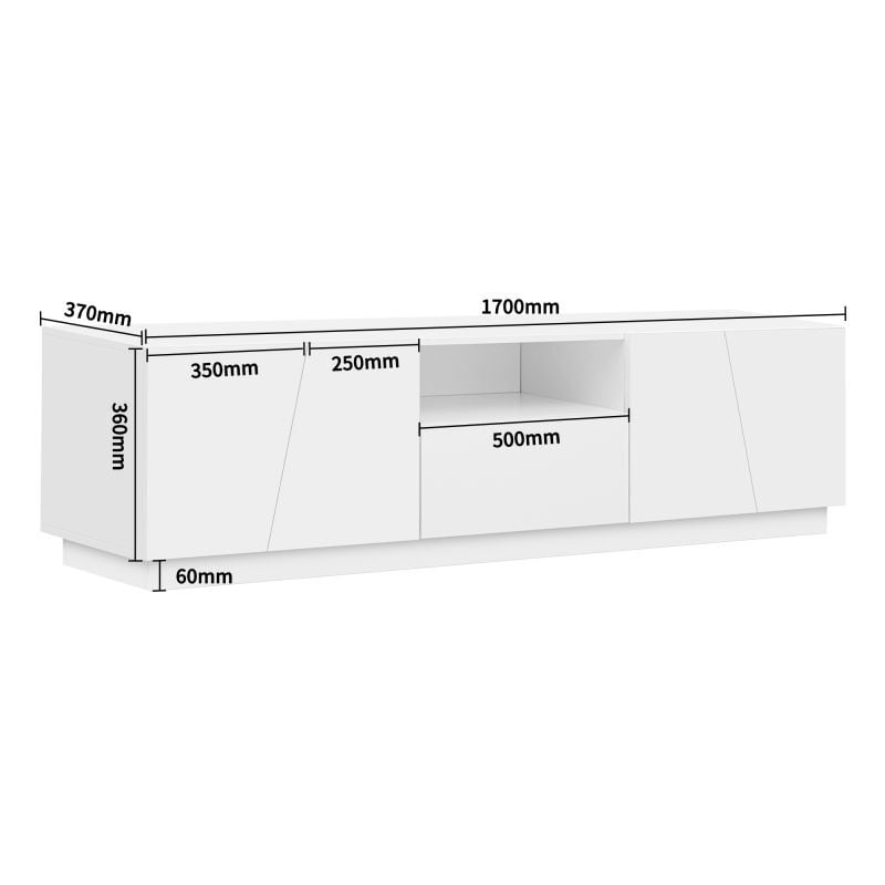 Armoire tv moderne 170 l x 37 l x 42 H(cm) Style patchwork diagonal Panneaux mdf l&h