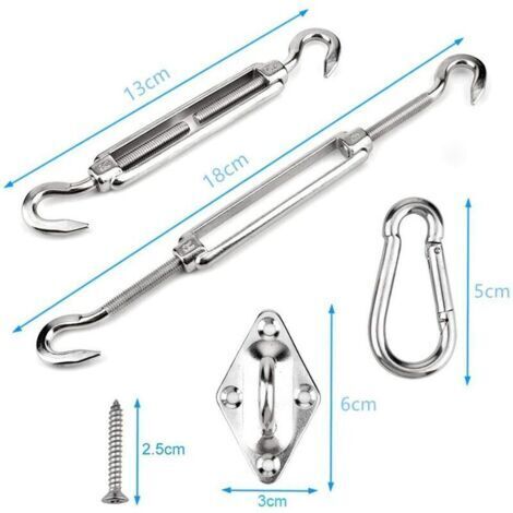 Accessoires de voile d'ombrage en acier inoxydable Accessoires de store pour filet d'ombrage Crochet à ressort à boucle diamantée