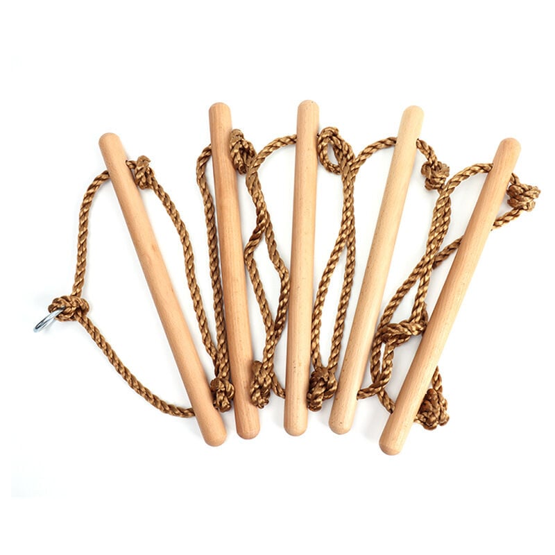 Accessoires d'extérieur – Échelle de Corde pour Enfants Équipement de Jeu pour échelle d'arbre Échelle en bois Slack-line avec crochets à ressort