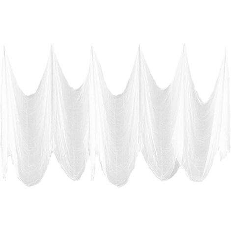 Accessoires en tissu effrayant blanc de gaze d Halloween pour la porte d entrée extérieure de la fête de la maison hantée (gaze décorative d Halloween blanche)