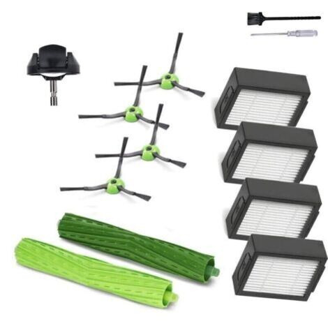 Accessoires et pièces de rechange pour iRobot Roomba j7 i7 i6 i3 i4 i2 i5 i8 i1+/Plus e5 e6 série I E J - 1 brosse à rouleaux en caoutchouc, 1 roue pivotante, 4 filtres, 4 brosses latérales noires...D