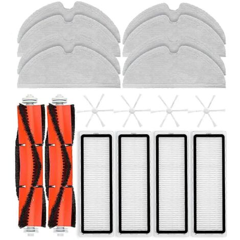 Accessoires et pièces détachées pour aspirateur robot laveur Mi Robot Vacuum Mop 2 et 2C : brosse latérale principale, filtre HEPA et chiffon de nettoyage.