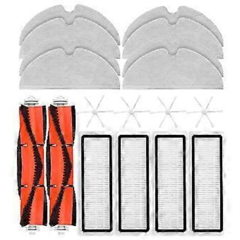Accessoires et pièces détachées pour aspirateur robot laveur Mi Robot Vacuum Mop 2 et 2C : brosse latérale principale, filtre HEPA et chiffon de nettoyage.